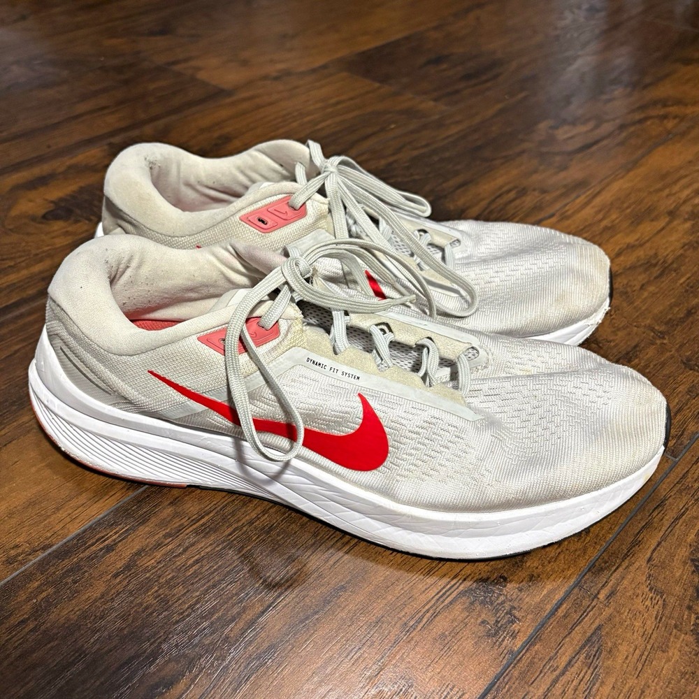 Nike Lace-Up Low Top Running Athletic Sneakers White/Red Men's US 13 DA8555-010